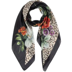FOULARD ANIMALIER/FIORI NERO DONNA